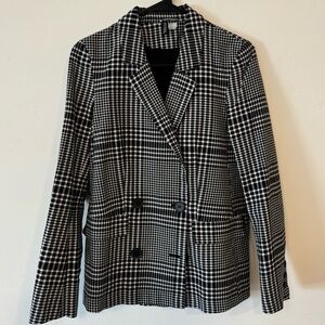 Black and White Plaid Women's Blazer